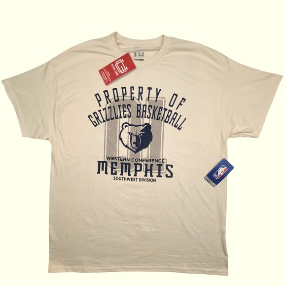 Memphis Grizzlies Basketball NBA Mens XL T Shirt Cream Ultra Game Retro Look - Picture 2 of 9
